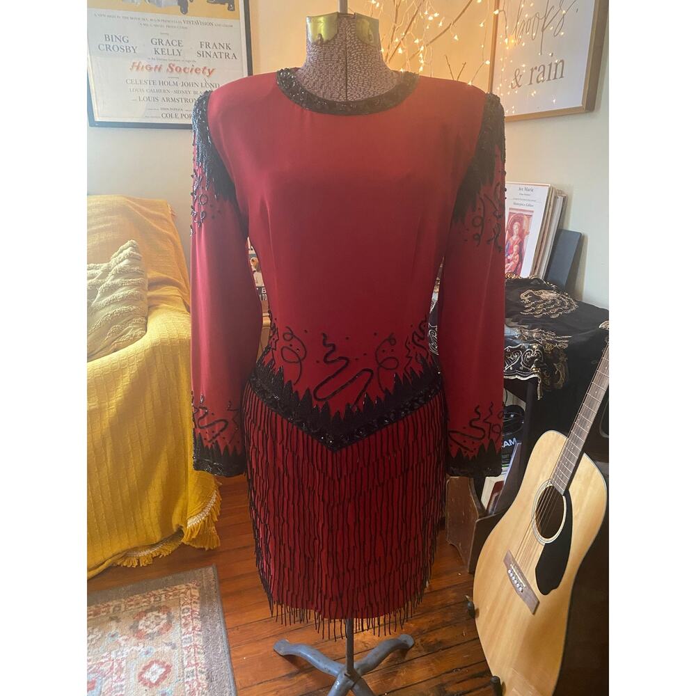 Fabrice Women's Red and Black Formal-dresses 1980s/90s Size 10 - Picture 2 of 11